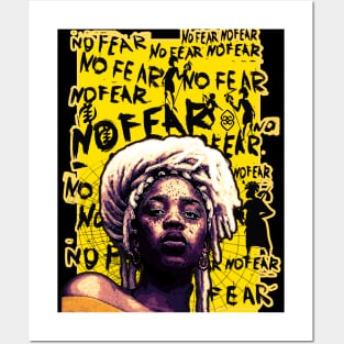 No Fear Strong Black Woman Adinkra Symbol Posters and Art